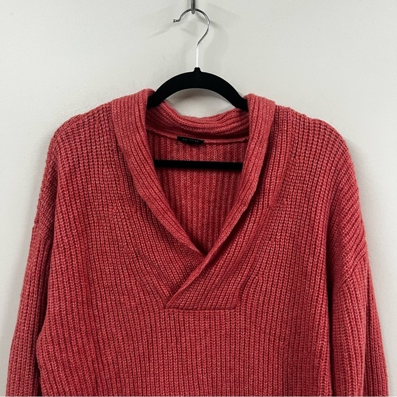 Talbots Shawl Collar Shaker Stitch Coral Sweater - Picture 4 of 11